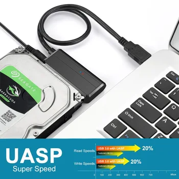 SATA et USB3.0 Kaabel, USB 3.0 SATA Kõvaketta Adapter ühildub 2.5 3.5 HDD/SSD kõvaketas Ketta Toite, Toetada UASP