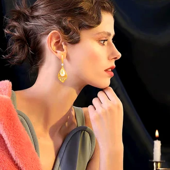 SINLEERY Elegantne Pisar Pearl Õõnes Kulla Värvi Kõrvarõngad Rippuvad Kõrvarõngad Naine, Mood Ehteid 2021 ES130 SSK