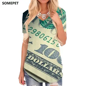 SOMEPET Dollar T-Särk Naistele Raha Tshirts Trükitud Lahe V-kaeluse Tshirt Harajuku lõbusad T-särgid, Naiste Riided Suvel Trükitud Uus
