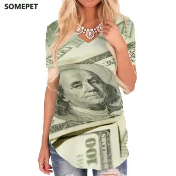 SOMEPET Dollar T-Särk Naistele Raha Tshirts Trükitud Lahe V-kaeluse Tshirt Harajuku lõbusad T-särgid, Naiste Riided Suvel Trükitud Uus