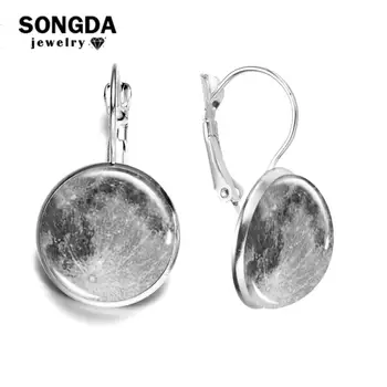 SONGDA Kõrge Kvaliteediga Full Moon Planeedi Kõrvarõngad Läbipaistva Art Pilt Crystal Klaasist Kuppel Kõrvarõngad Astronoomia Kosmoses Ehted