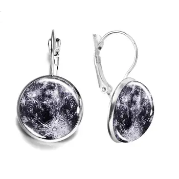 SONGDA Kõrge Kvaliteediga Full Moon Planeedi Kõrvarõngad Läbipaistva Art Pilt Crystal Klaasist Kuppel Kõrvarõngad Astronoomia Kosmoses Ehted