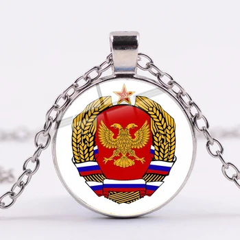 SONGDA vene Riigi Vapp Kahe otsaga Double Eagle Kaelakee Kommunistliku Venemaa Lipu 3D Trükitud Klaasist Ripats Kaelakee Suveniiri 97899
