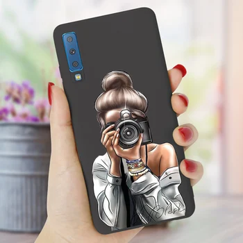 Samsung A7 2018 Juhul Silikoon Candy Värvi Tagasi Kate Samsung Galaxy A7 2018 A750F 6.0 tolli Pehme Cute Cartoon Laiskus TPÜ