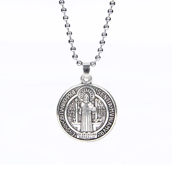 San Benito Medal Risti Jeesus Ripats Roostevabast Terasest Saint Benedict Link Kett Kaelakeed Naistele Meeste Usulised Ehted