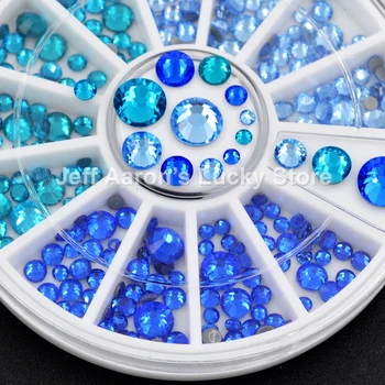 Segatud värv sinine 3d nail art kaunistused kive hot wheels glitter küüned aksessuaarid asjade vahend, 2mm kuni 6mm 177616