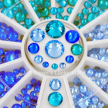 Segatud värv sinine 3d nail art kaunistused kive hot wheels glitter küüned aksessuaarid asjade vahend, 2mm kuni 6mm