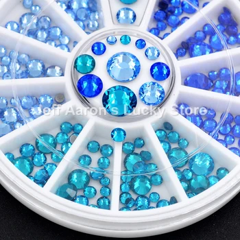 Segatud värv sinine 3d nail art kaunistused kive hot wheels glitter küüned aksessuaarid asjade vahend, 2mm kuni 6mm