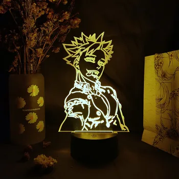 Seitse Deadly Pattude eest Anime, Joonis Keeld Siluetid 3D Visualiseerimine Öö Valguses Otaku Fännid Tuba Decor Tabel Lamp Kodu Kaunistamiseks