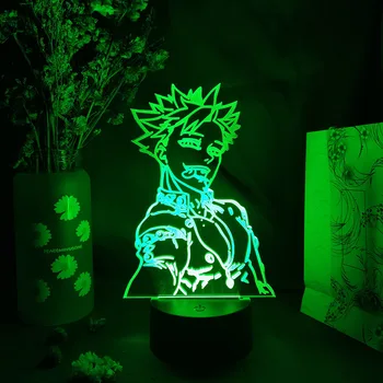 Seitse Deadly Pattude eest Anime, Joonis Keeld Siluetid 3D Visualiseerimine Öö Valguses Otaku Fännid Tuba Decor Tabel Lamp Kodu Kaunistamiseks