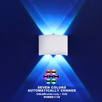 Seitse värvid automaatselt RGB 4*3W led seina väljas valgust kaasaegse veekindel led seina lamp AC85-265V home valgustus