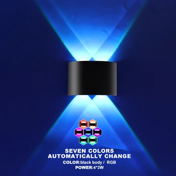 Seitse värvid automaatselt RGB 4*3W led seina väljas valgust kaasaegse veekindel led seina lamp AC85-265V home valgustus