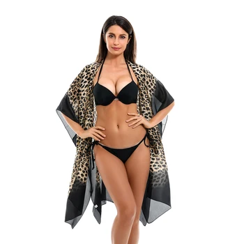Seksikas Beach Varjata Leopard Printida Beach Naiste Bikiinid Cover-Ups Beachwear Naiste Ujumistrikoo Kate Kleit Üles Supelrõivad Beach Tuunika
