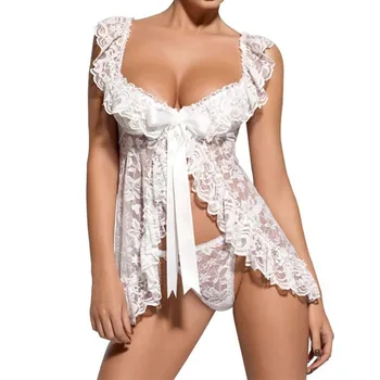 Seksikas Naistepesu Pluss Suurus Naised Erootiline Pits Sleepwear Kostüümid koos G-String Porno Sex Täiskasvanud Bodydoll Läbi Näha Aluspesu