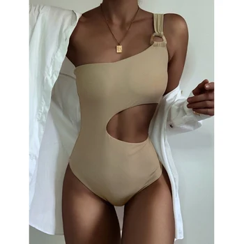 Seksikas Ühe Õla Supelrõivad Naiste 2021 Uus Õõnes Välja Ühes Tükis Ujumistrikoo Naine Bodysuit Push Up Monokini Trikoo Beachwear