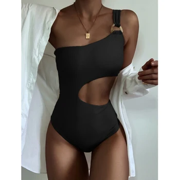 Seksikas Ühe Õla Supelrõivad Naiste 2021 Uus Õõnes Välja Ühes Tükis Ujumistrikoo Naine Bodysuit Push Up Monokini Trikoo Beachwear