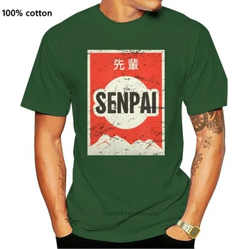 Senpai - Vintage Jaapani Anime Mountain Must, Tumesinine T-Särk, Hip-Hop Tee Särk
