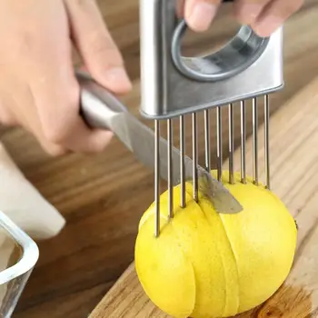 Sibul Köögiviljad Slicer Tomat Lemon Liha Slicer Lõikamine Abi Omanik Viilutamine Lõikur Ohutu Kahvel Sibul Lõikur Roostevabast Terasest Tööriist