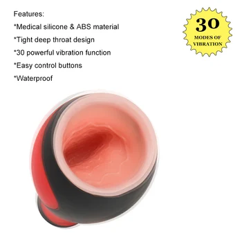 Silikoon Suhu 30 Kiirusega Vibratsioon Simuleeritud Elektrilised Mees Masturbator Cup Sügavale Kurku Suu Disain Pingul, Oral Sex Mänguasjad Meestele