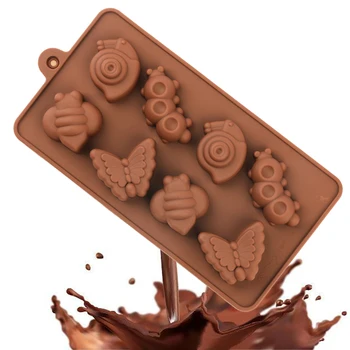 Silikoon Šokolaadi Hallitus Putukad Kuju 8 Augud Toidu Silikooniga Non-stick Šokolaadi Kommi Learning Kook Teenetemärgi Jelly