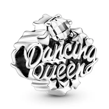 Sillutada & Logo Palli Dancing Queen Notsu Panga Kass Leaf Part Konn Võlu, 925 Sterling Hõbe Helmed Sobivad Pandora Käevõru DIY Ehted
