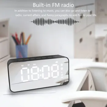 Sisseehitatud FM-raadio MIC Bass Traadita Peegel Äratuskell USB Laetav Kodu Bluetooth Kõlar LED-Ekraan, Digitaalne Auto