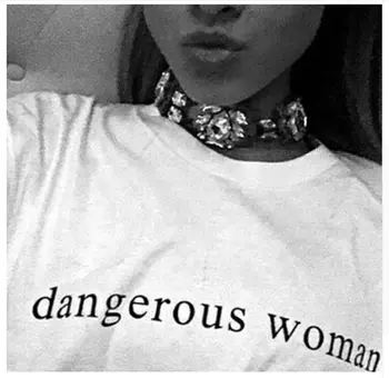 Skuggnas ohtlik naine ariana grande feministlik T-särk moletom ei Fashion tumblr suvel varustus Tee Särk Harajuku tumblr Tops 106715