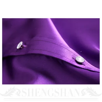 Slim Fit Suurus Meeste Dress Silk Satin Peigmees Lühikese Varrukaga Särgid
