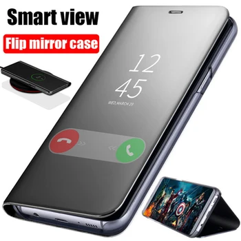 Smart Mirror Nahast Flip Kokkupandav Seista Telefon Juhtudel OPPO A53 A32 A72 A52 A92 2020 Y50 Y30 Intelligentne Wake Magnet Kate 13223