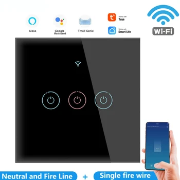 Smart home Tuya WiFi Smart Touch Juhtmevaba Lüliti Valgus RF 433MHz Nr Neutraalne Vaja Seina 1/2/3 Gang 220V Google Kodu Alexa