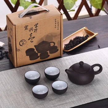 Soffe Lilla Liiva Keraamiline Chiness Kung Fu Teekann Komplekt 4 Mini Cup Ja 1 Pott Sobib Kodukontorisse Tee Set Drinkware