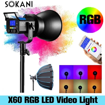 Sokani X60 RGB LED Video Valgus 80W 2800K-10000K Bowen Mount Softbox TLCI 95+ Mõju Valgustus Fotograafia Foto Video 156713