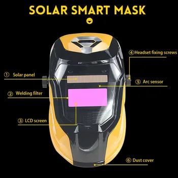 Solar Auto Tumenemine Keevitus Kiiver Reguleeritav Varju DIN 9-13 Ülejäänud DIN 4 Keevitus Visiir Mask Suured Vaadata Piirkonnas Arc Tig Mig Keevitajale