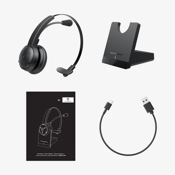 Soundpeats A7 Bluetooth Kõrvaklapid Juhtmeta Peakomplekt, millel Müra Tühistamises Mic Laadimise Alus Office Väljas 30H Rääkimise Ajal 104138
