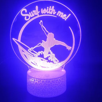 Sport Surf Minuga 3D Lamp Touch Sensor Multi-värvi Kaugjuhtimispult Tuba Dekoratiivsed Isikupärastatud Usb Led Night Light Lamp 42717