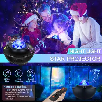 Star Light Projektor LED Öösel Taevas Twilight Galaxy Star Ookeani Laine Projektsioon Bluetooth Kõlar Häält, puldiga Kerge