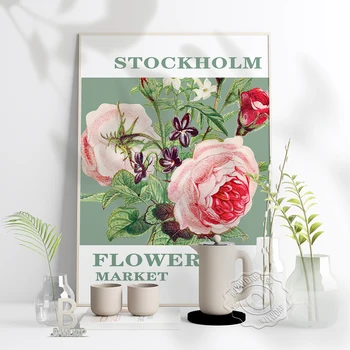 Stockholmi Flower Market Plakat, Lillede Turu-Stockholmi Galerii Seina Art, Õie Lehe Seinale Pilt Kodus Seina Decor Florist Kingitus