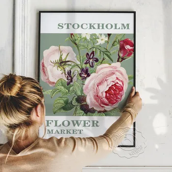 Stockholmi Flower Market Plakat, Lillede Turu-Stockholmi Galerii Seina Art, Õie Lehe Seinale Pilt Kodus Seina Decor Florist Kingitus