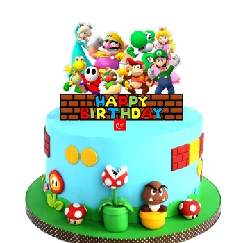 Super Mario mängu anime mario bros Luigi yoshi Bowser Cupcake Kook sisesta for Kids Sünnipäeva Kook Teenetemärgi asjade kingitused 3638