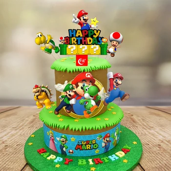 Super Mario mängu anime mario bros Luigi yoshi Bowser Cupcake Kook sisesta for Kids Sünnipäeva Kook Teenetemärgi asjade kingitused
