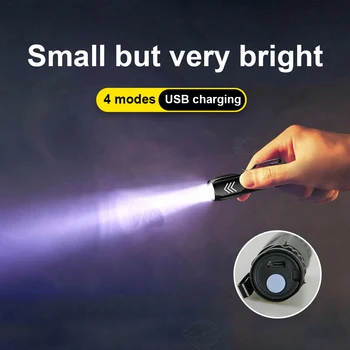 Super mini võimas led taskulamp torch usb laetav väike särav välgu valgust veekindel kaasaskantav latern jahindus lamp 1046