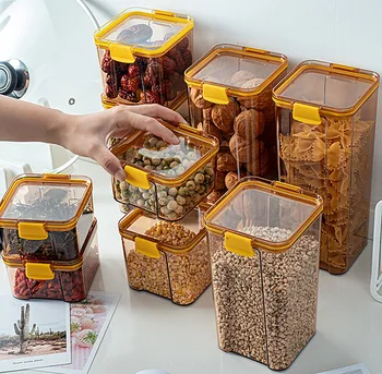 Superimposable läbipaistev väljak suletud värske hoida kasti Jaapani köök toidu mahuti suupiste kuivatatud puuviljad, paagis