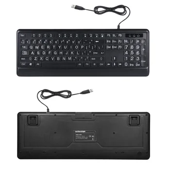 Suur Prindi Backlit Juhtmega Klaviatuuri USB-Liides 104 Suur Tüüp Julge Lihtne Lugeda Klaviatuuri Tahvelarvuti Backlight Suur Tüüp