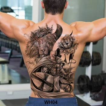 Suur ajutine tätoveering meeste tätoveering body art täielikult tagasi seksikas tattoo kleebis lion king tiger dragon tattoo designs veekindel 154532