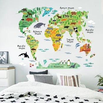 Suure Looma Maailma Kaart Seina Kleebis Cartoon Kaart Home Decor for Kids Room Vinüül DIY Seina Kleebised Reisida ümber Maailma Taustal 115228