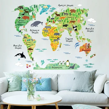 Suure Looma Maailma Kaart Seina Kleebis Cartoon Kaart Home Decor for Kids Room Vinüül DIY Seina Kleebised Reisida ümber Maailma Taustal