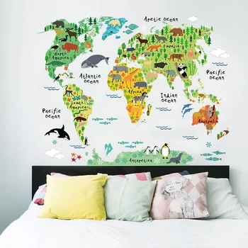 Suure Looma Maailma Kaart Seina Kleebis Cartoon Kaart Home Decor for Kids Room Vinüül DIY Seina Kleebised Reisida ümber Maailma Taustal