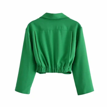 Suve Pluus Naiste ZA 2021 Elegantne Plisseeritud Roheline Crop Top Kõrge Vöökoht Midi Seelik Vintage Pool Volt Pilu Hem Seelikud Naine Sobib