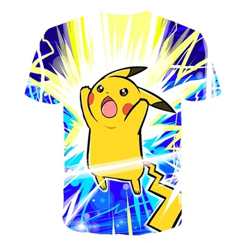 Suvel 2021 Lapsed Poisid & Tüdrukud T-Särk Teismelise T-Särk 3D Animatsioon Pokemon Pikachu Lapsed Külmutatud T-Särk Top
