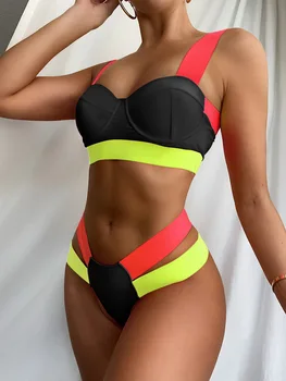 Suvel 2021 Sexy Bikini String Kontrasti Sidemega Brasiilia Bikiinid Biquini Supelrõivad Trikoo Naistele Maillot De Bain Femme